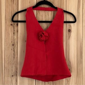 Red V-Neck Rose-Detail Women's Camisole
